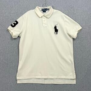 Vtg Ralph Lauren Big Pony Polo Shirt Size XL Pique Rugby #3 Preppy 90s Cotton